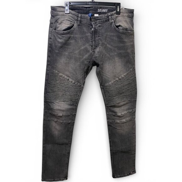 H&M Other - H&M Divided Skinny Jeans Mens 36 Gray Washed Biker Moto Ribbed Stretch Denim